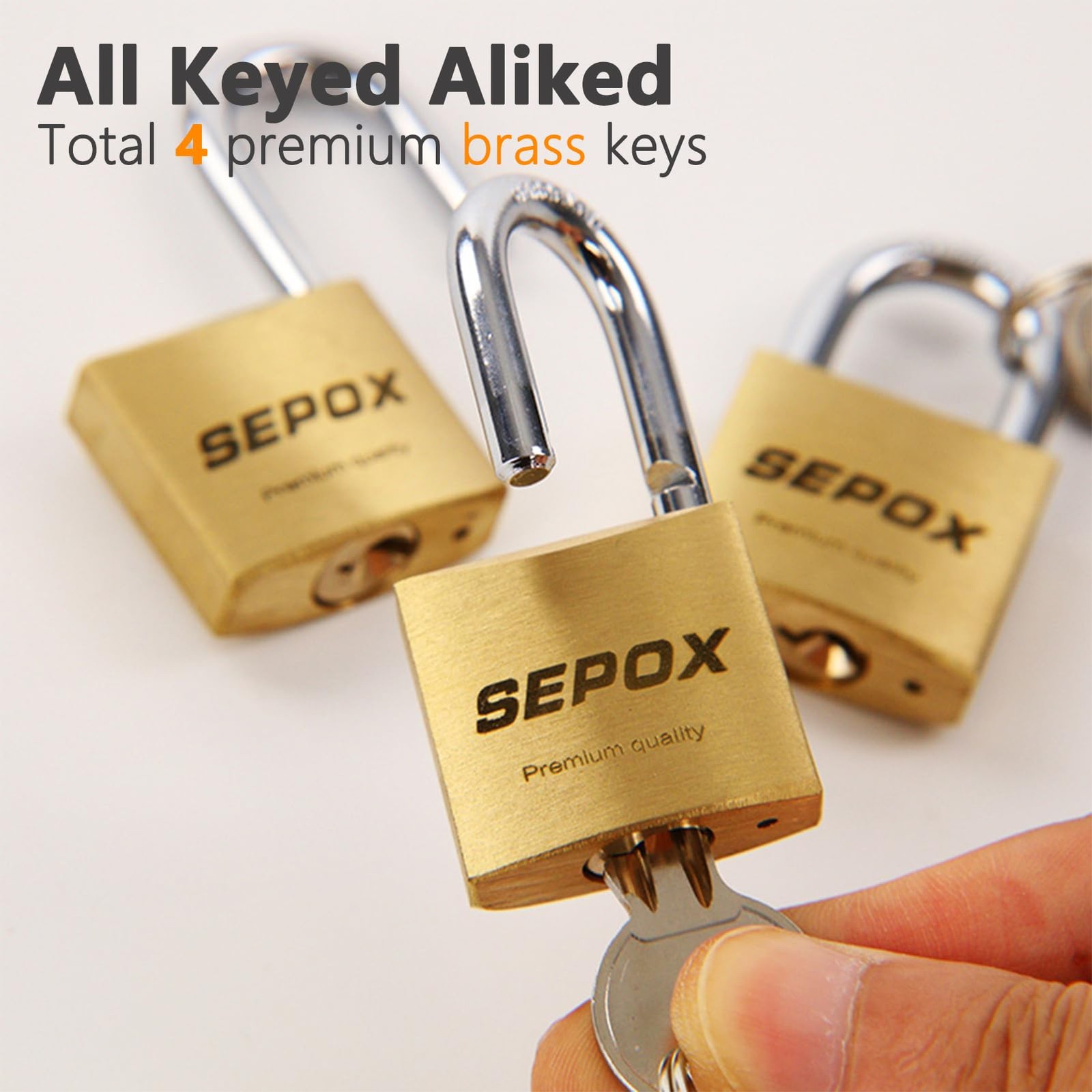 2Pack Premium Solid Brass Padlock Keyed Alike, 19/16" 40mm Heavy Duty Weather...