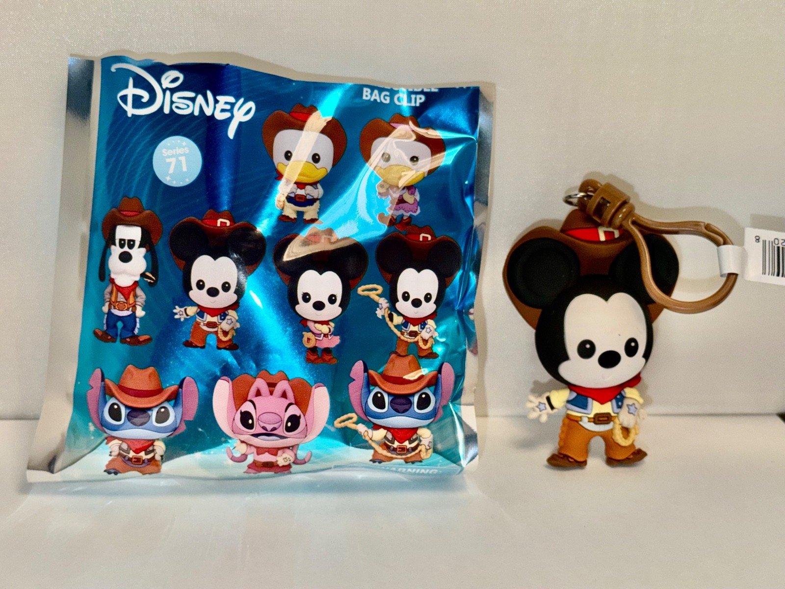 2026 Monogram Disney Classic Western Mickey Mouse 3D Foam Bag Clip Keychain