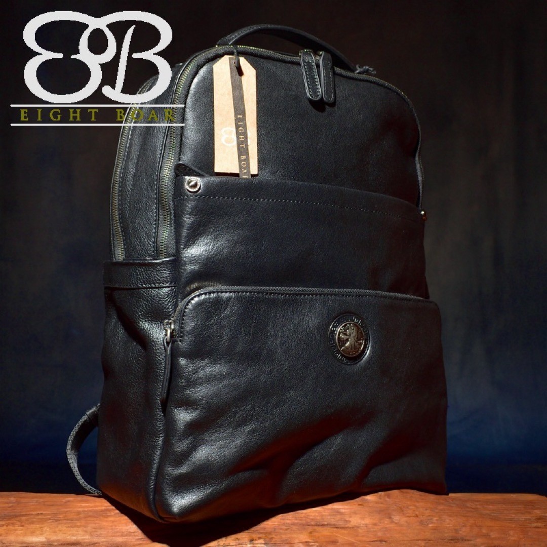 Andaka Cow Leather Backpack Double ZIP Black From Japan