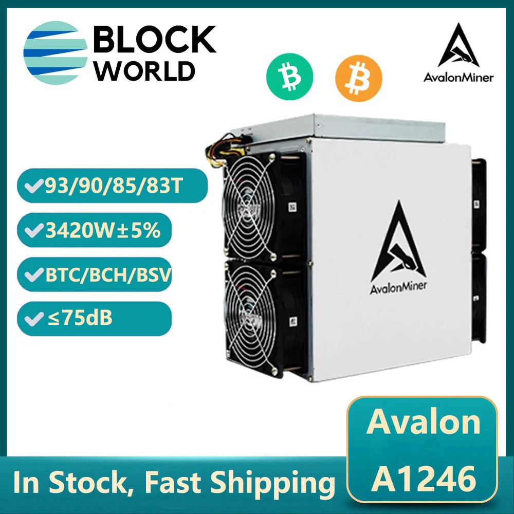Used  85Th ASIC BTC Miner Avalon A1246   Bitcoin Miner SHA-256 BTC Mining Machin