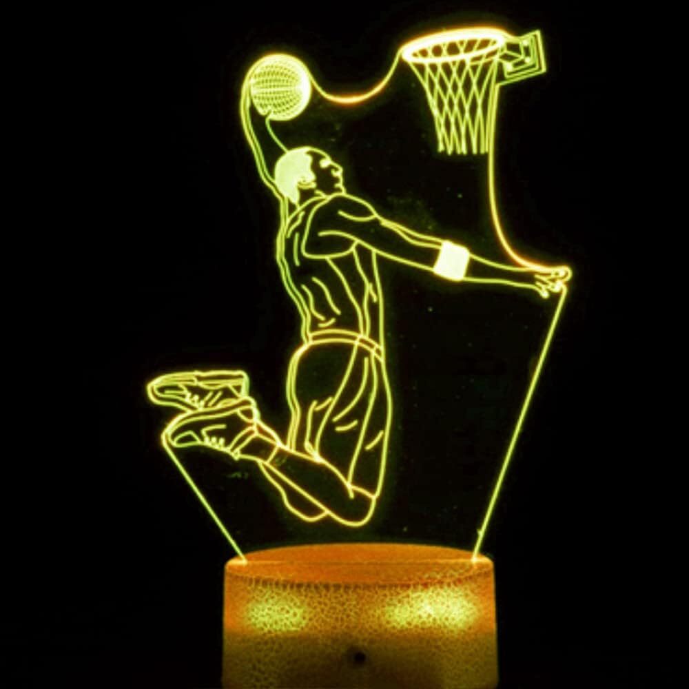 3D Basketball Player Night Light Lamp Illusion 7 Color Changing Touch Switch Tab