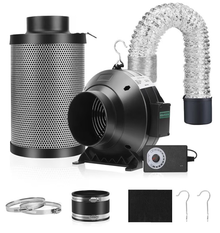 NEW Melonfarm Inline Duct Fan 4” Air Carbon Filter Ventilation Indoor Growing