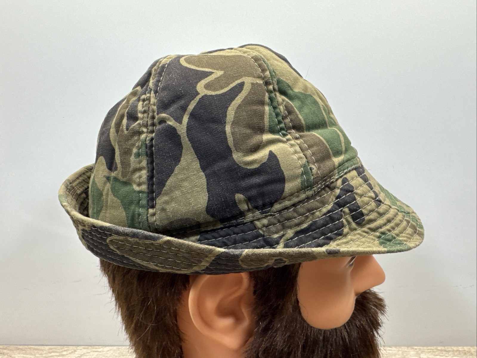 VTG Woodland Camo Jones Hunting Cap Bucket Hat M Korea Foam Insulated Ear Flaps