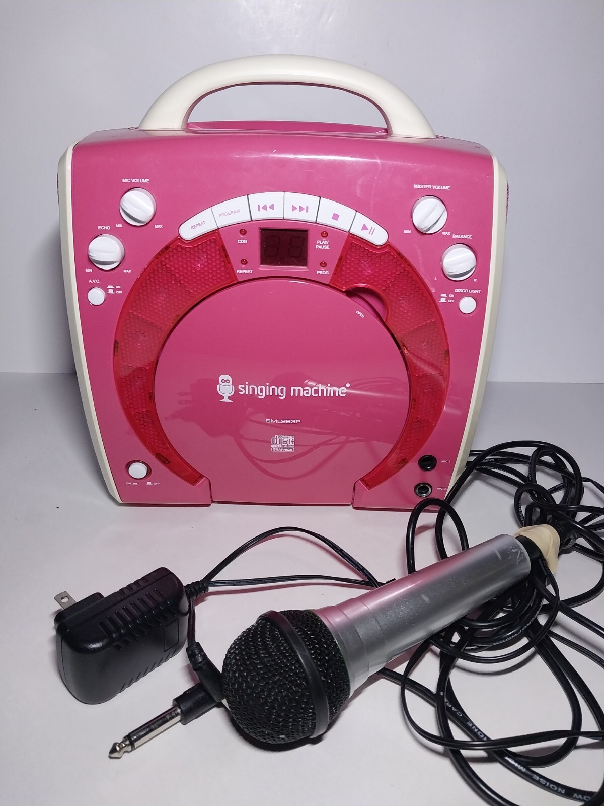 SINGING MACHINE SML-283P CDG Karaoke Player Pink Karaoke Machine Works Great!