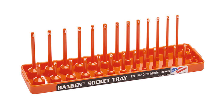 Hansen Global 1406 Metric Socket Organizer Orange 1/4 Inch Drive USA Made