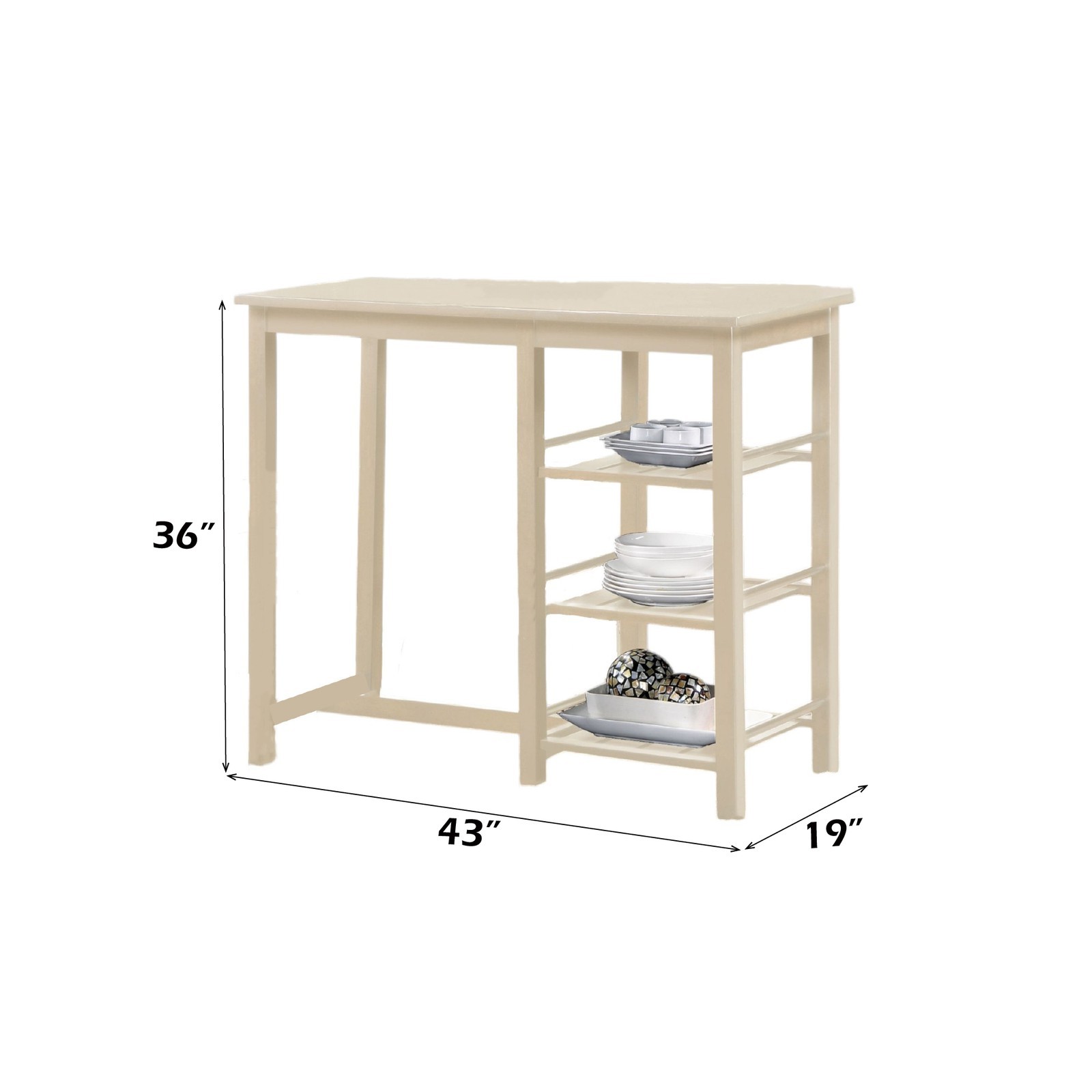 3PC Counter Height Set Buttermilk Cream Table 2 Stools Breakfast Nook