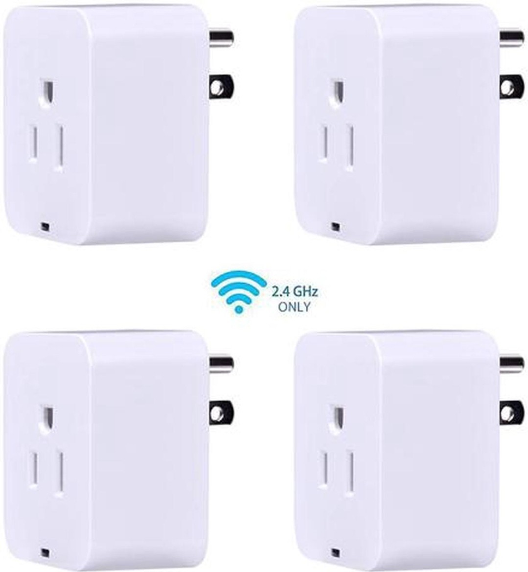 4 PACK Mini Smart 2.4G Wifi Plug Socket Outlet Work Alexa&Google Home Assistant