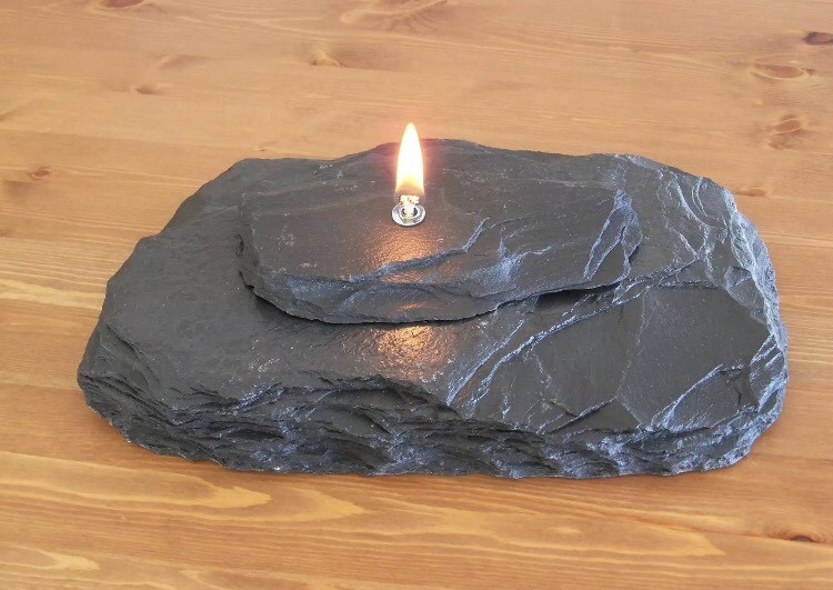 Massage, Zen, Relaxation Slate Oil Lamp Candle - Fire Rock - Black