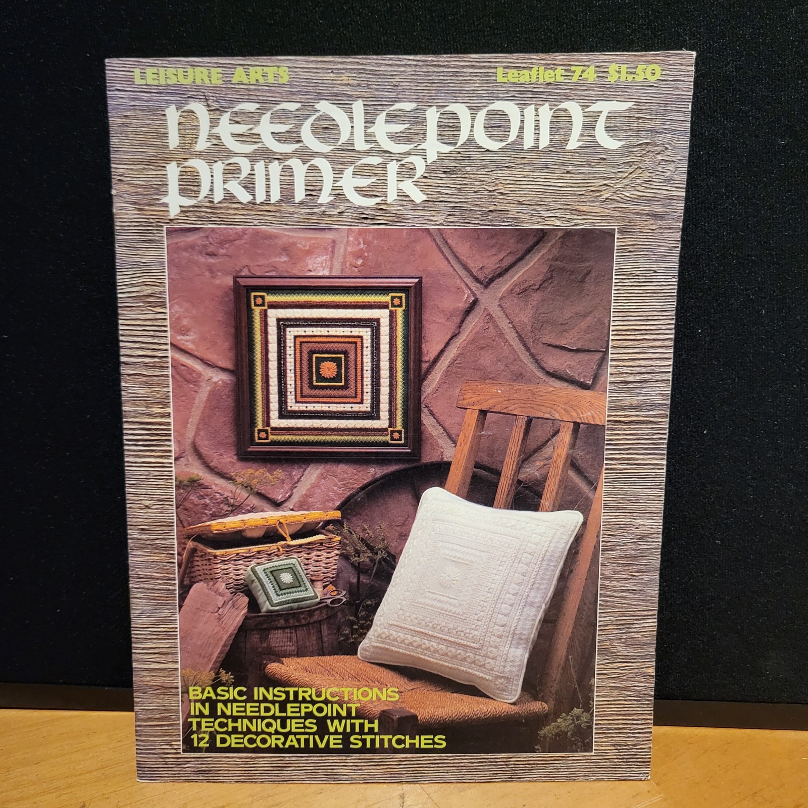 Needlepoint Primer Book/Leaflet from Leisure Arts Basic Instructions w. 12 Stitc