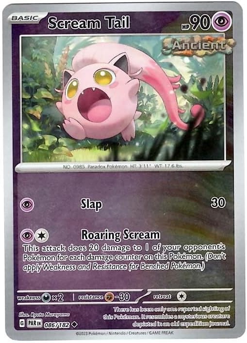 Pokemon - Scream Tail - 086/182 - Reverse Holo - Paradox Rift  - NM/M