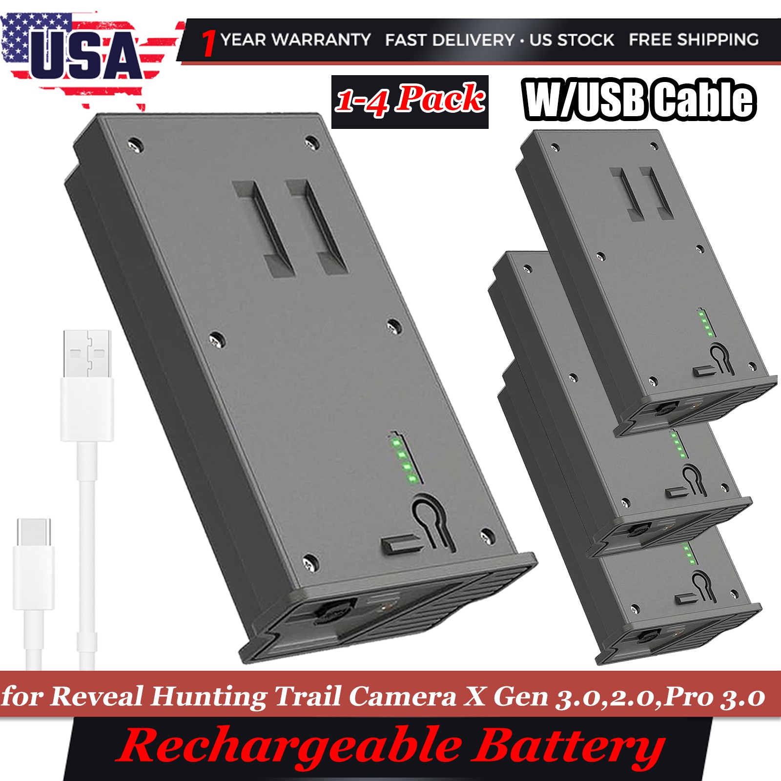 New Rechargeable Battery for Tactacam Reveal Trail Camera X Gen 3.0, 2.0,Pro 3.0