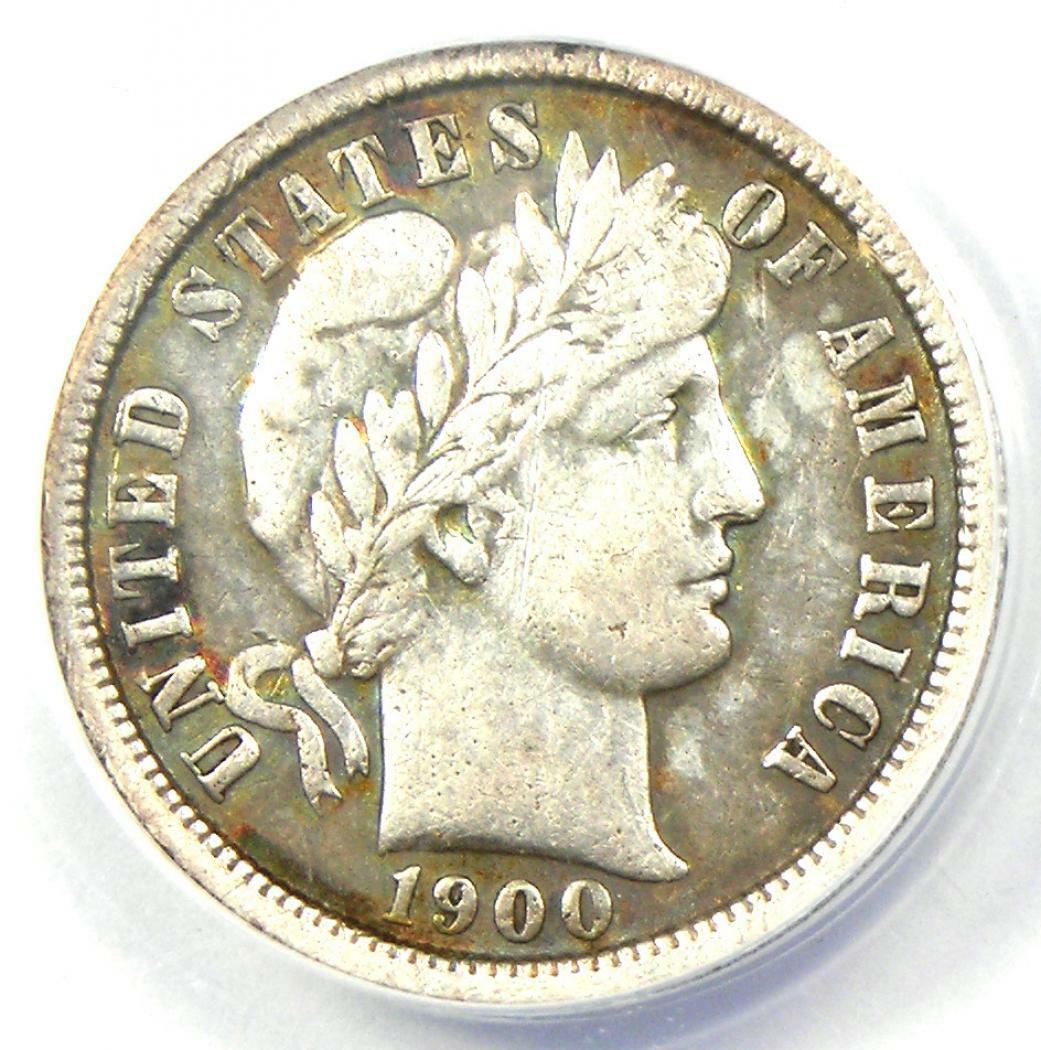 1900-O Barber Dime 10C Coin - Certified ANACS XF40 Detail EF40 - Rare Date Coin!