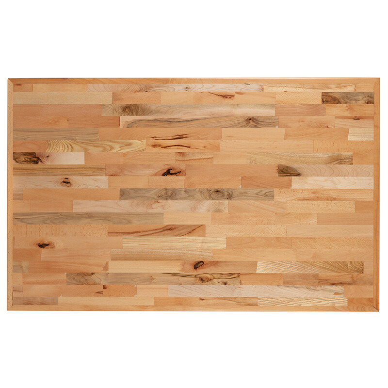 30'' x 48" Rectangular Butcher Block Style Restaurant Table Top in Solid Wood