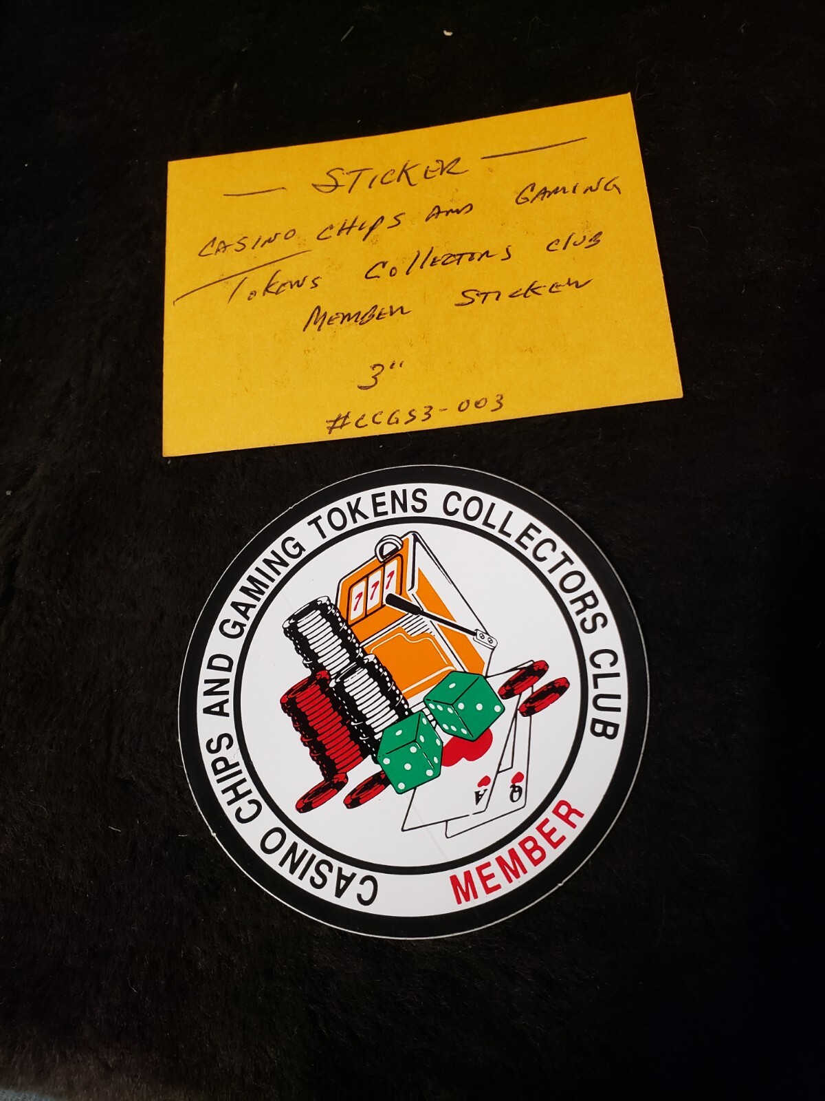 Casino Chips and Gaming Tokens Collectors Club Member 3" STICKER #CCGS3-003