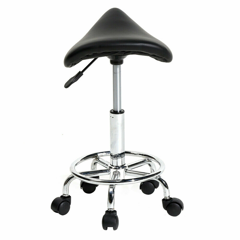 Adjustable Saddle Seat Chair Salon Stool Bar Shampoo Feet Rotation Chair
