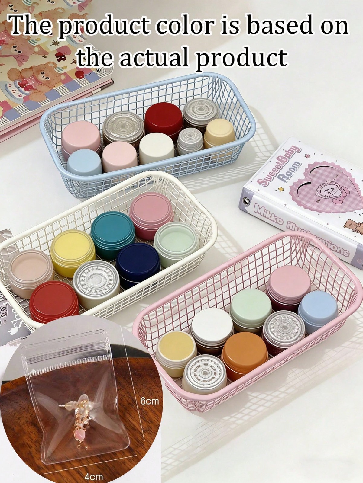 Storage Baskets, Smooth Edge Reinforced Metal Wire Mesh Organizer