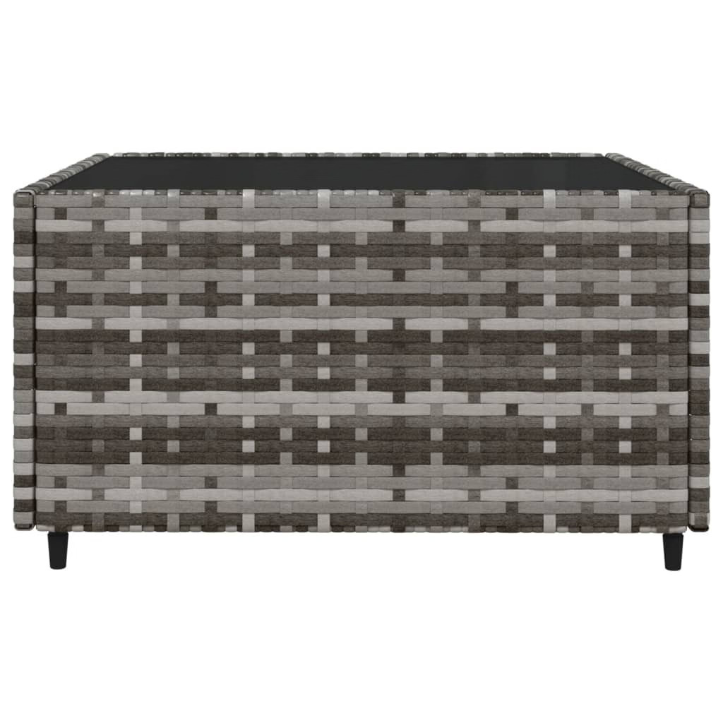 Patio Lounge Set Grey PE rattan, powder-coated steel, tempered glass