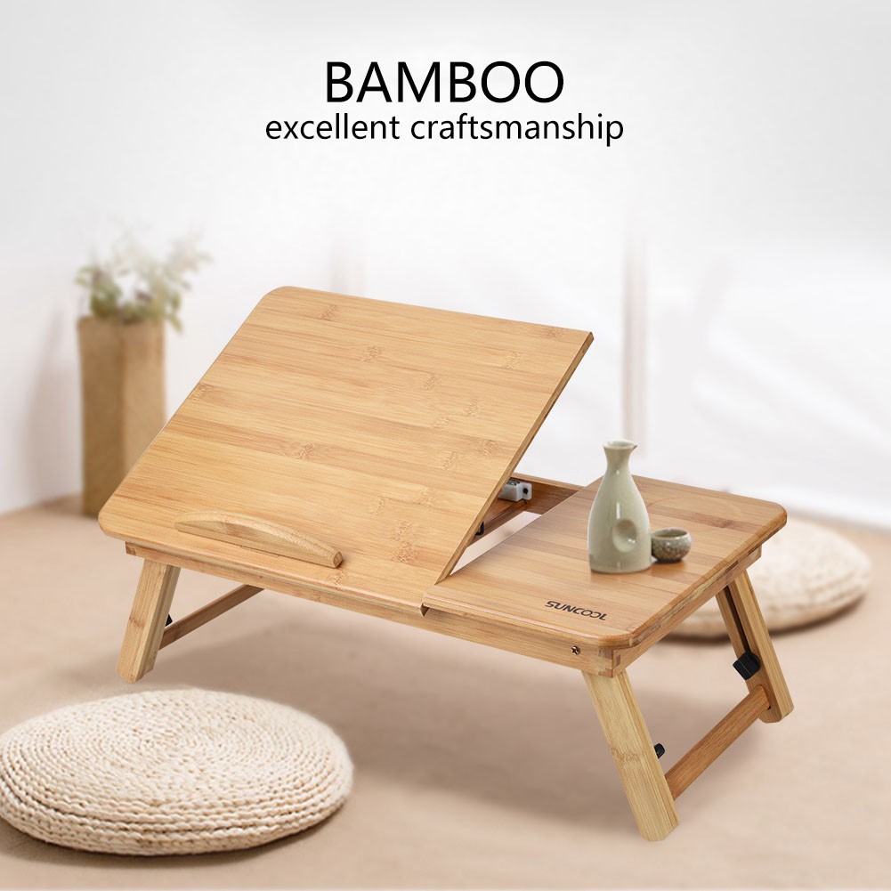 Detachable Bamboo Laptop Stand Height Desk for Bed Sofa Floor