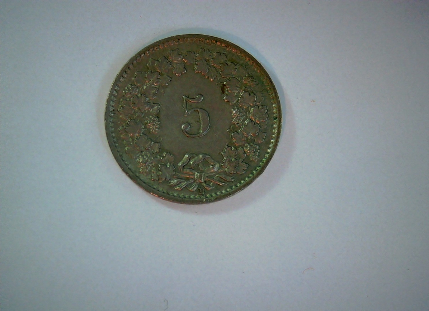 Switzerland 1953 5 Rappen Swiss 5 Rappen (Helvetia head / wreath) Coin