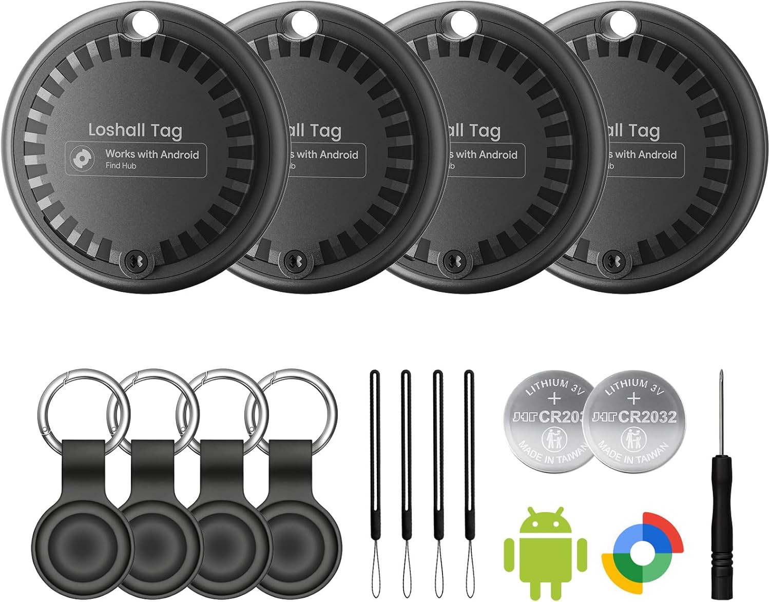 Air Tags for Android 4 Pack, 2 Year Battery Life Tracker Compatible with Android