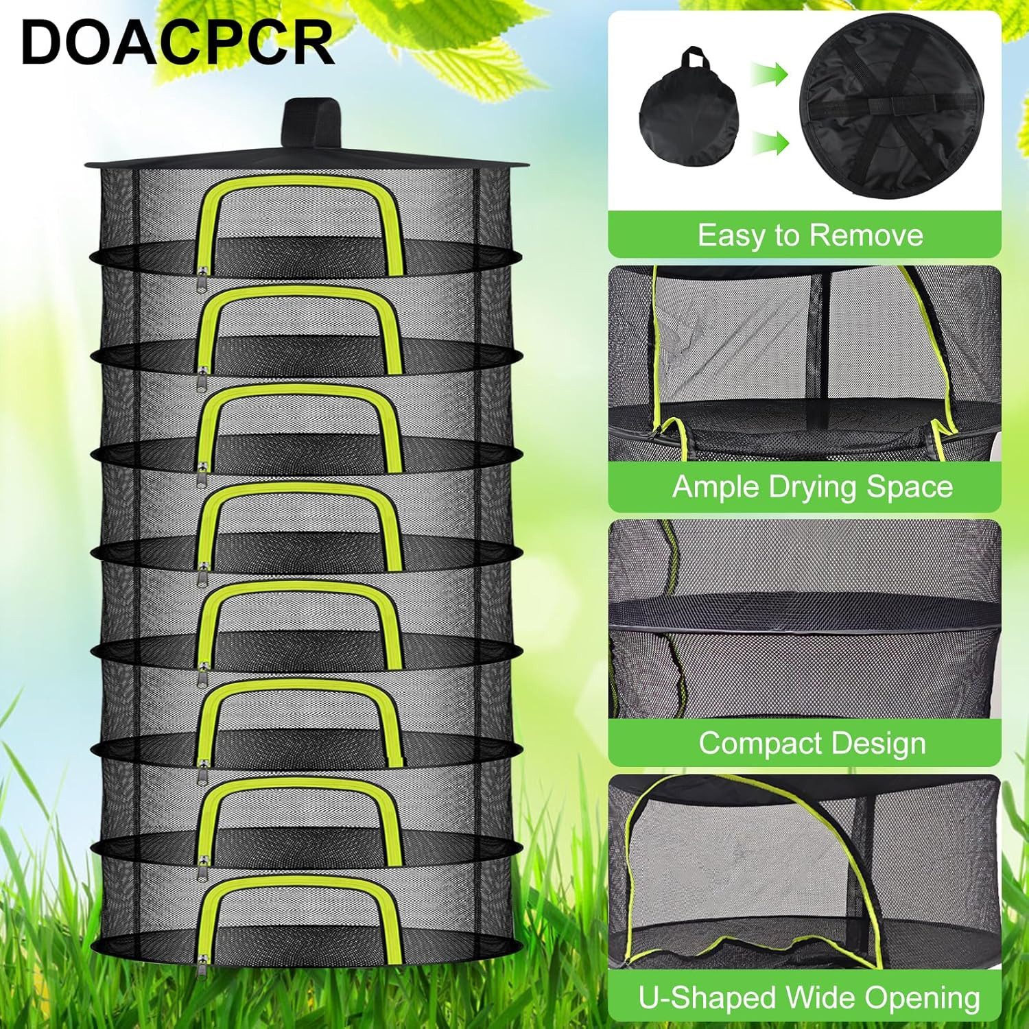 8 Layer Herb Drying Rack, Herb Drying Rack Hanging Mesh, Foldable Grass Drying R
