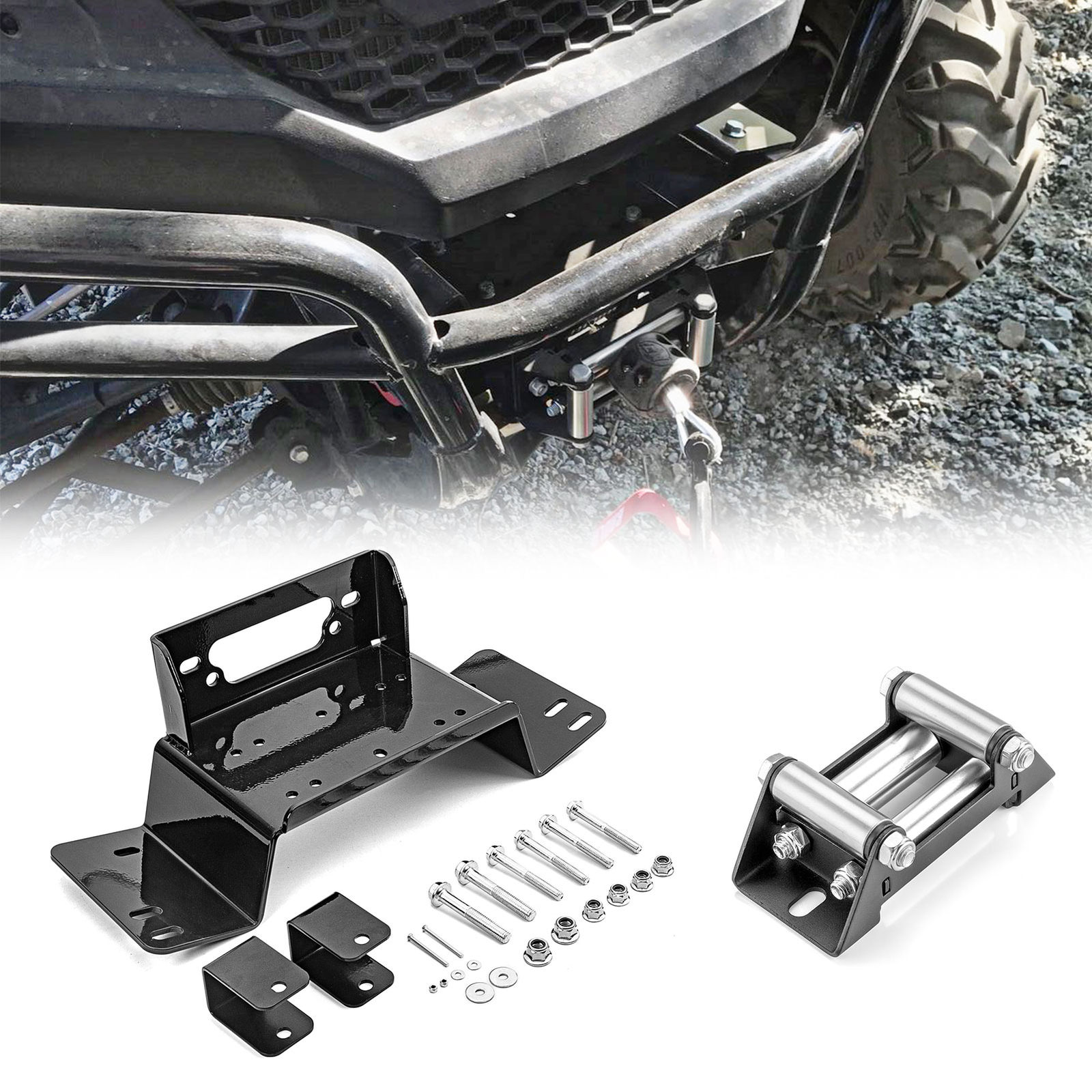 Winch Mount Plate+4 7/8" Winch Roller Fairlead For Honda Pioneer 700/700-4 2014+