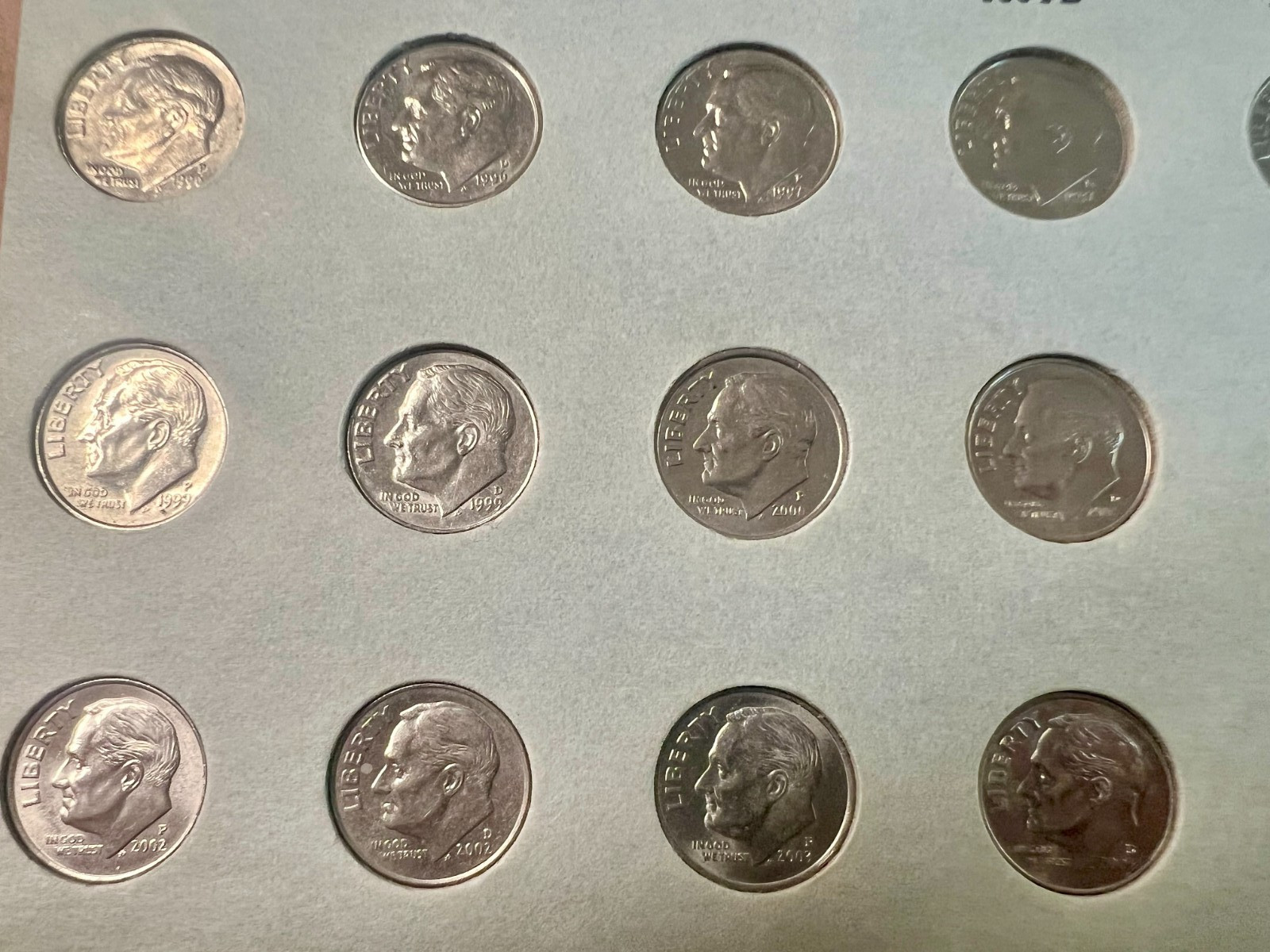 Roosevelt Dimes Set 1946-2004: 48 Silver Coins Total plus 79 Clads, Some Toned