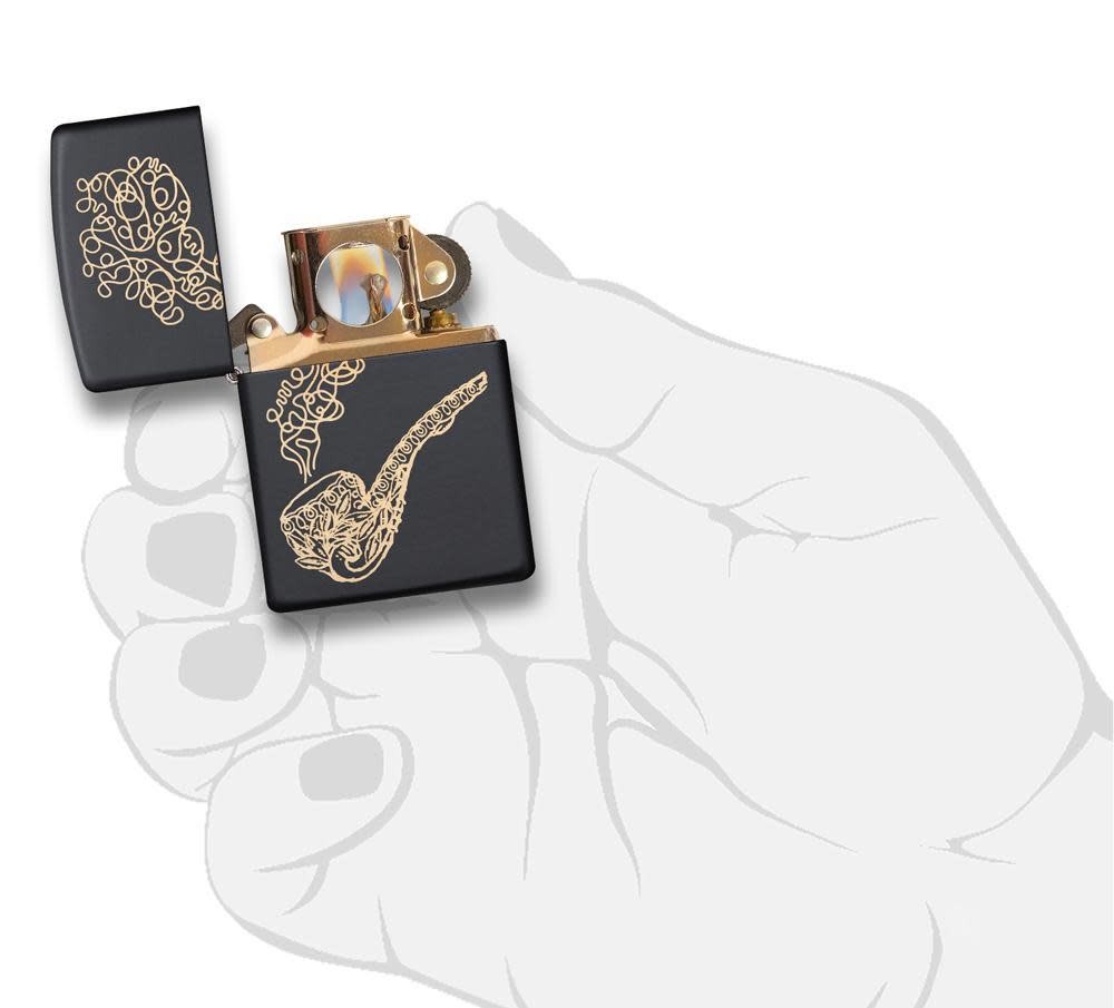 Bronze Pipe & Smoke Black Matte Windproof Lighter, 218-060836