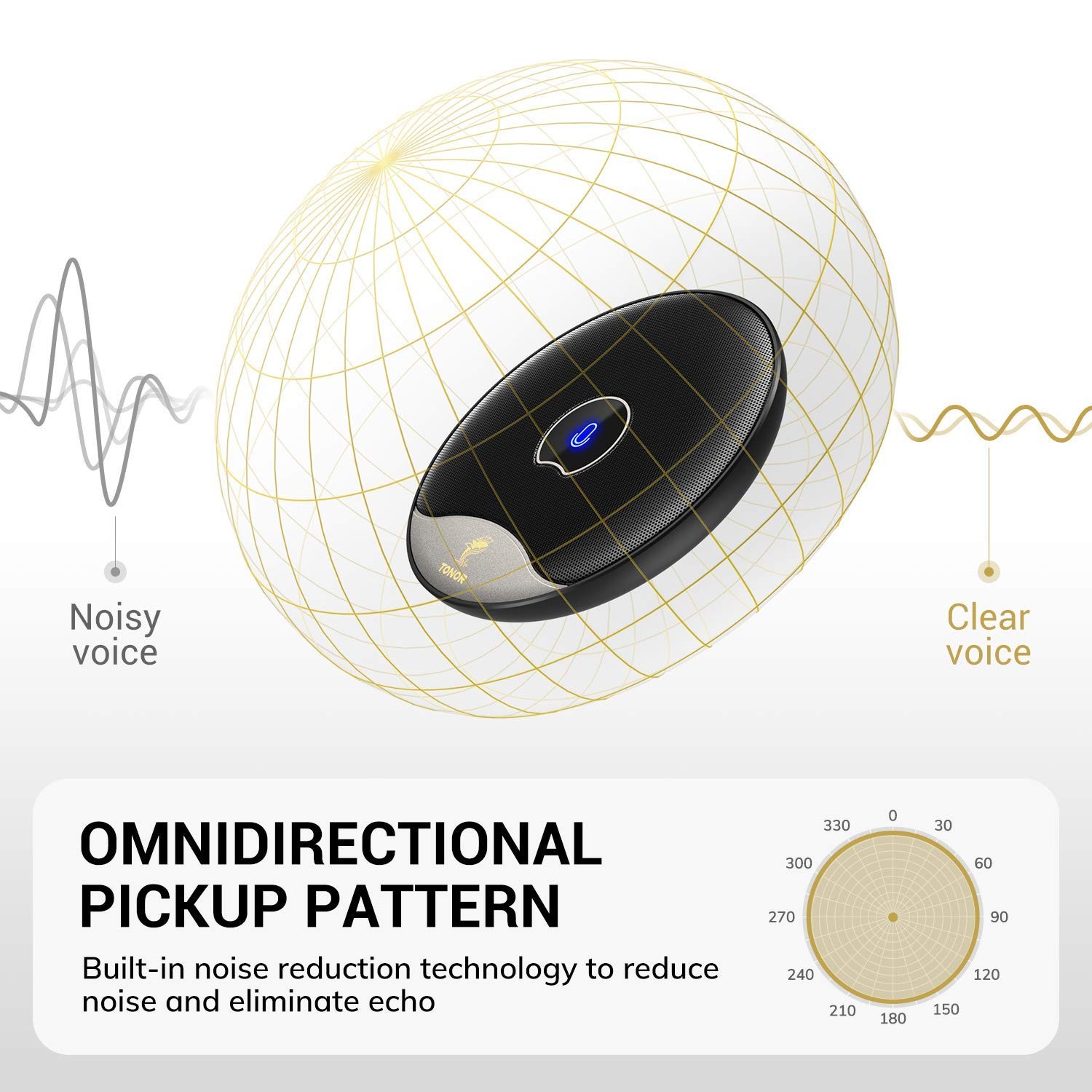 TONOR USB Conference Microphone, 360° Omnidirectional PC Computer Condenser Mic