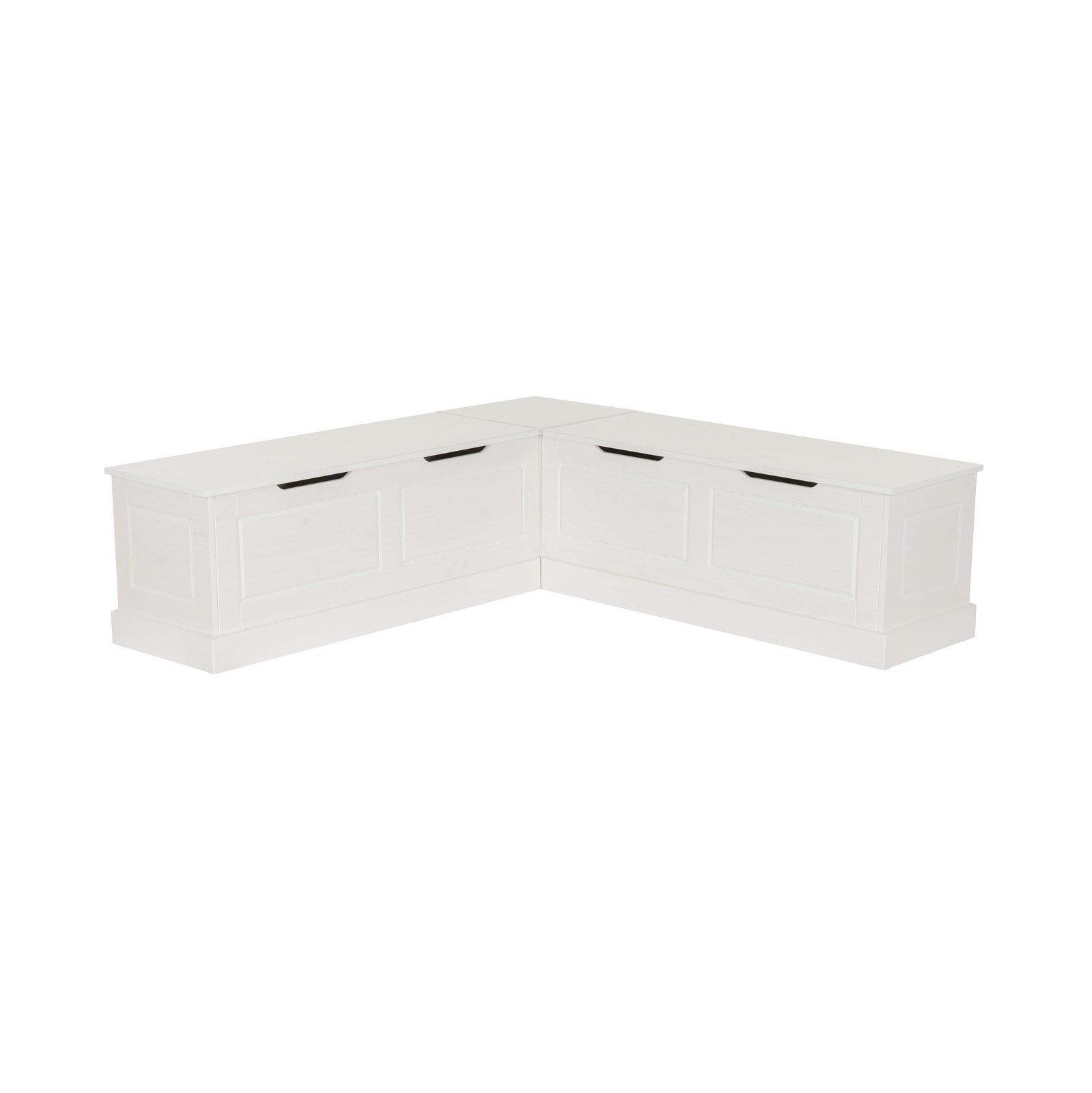 Linon Troyin Backless Corner Nook with Storage in Solid White Pine