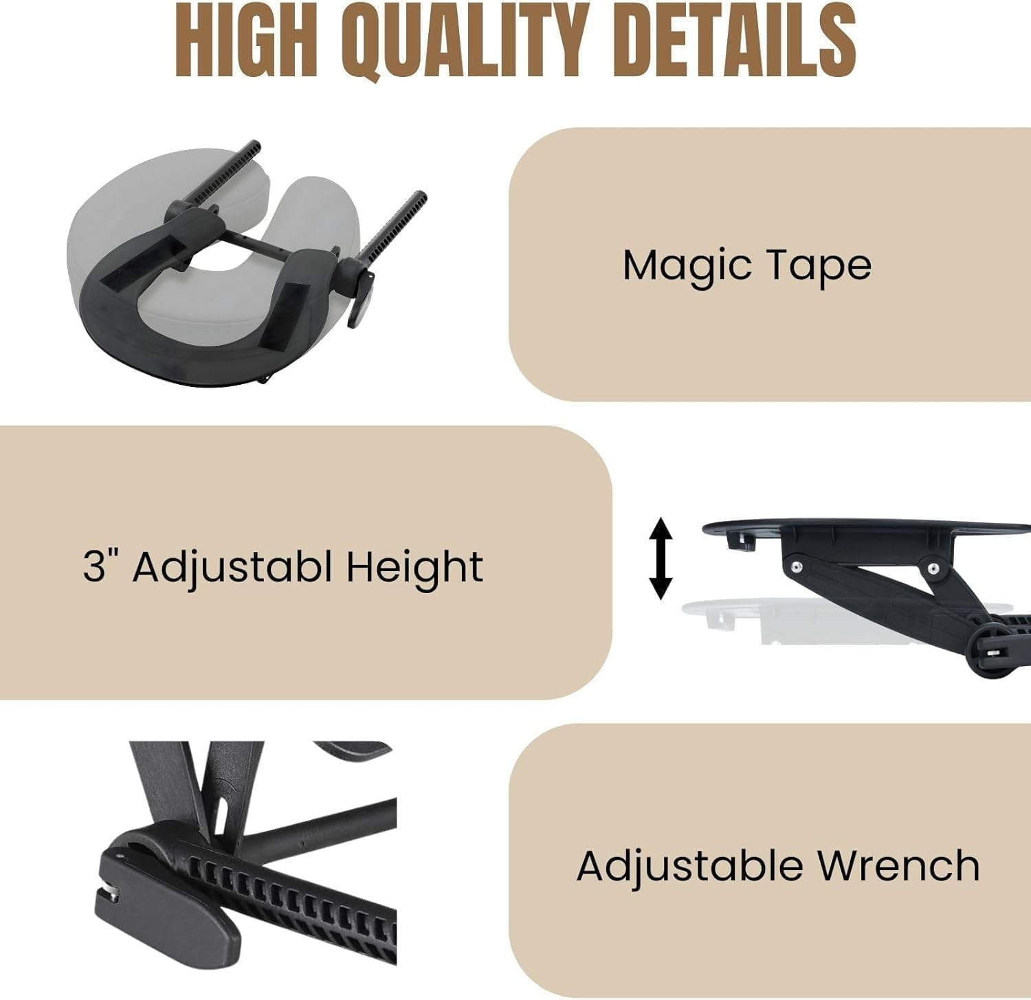 Massage Table Cradle, Adjustable Massage Headrest Platform Face Holder, Durable