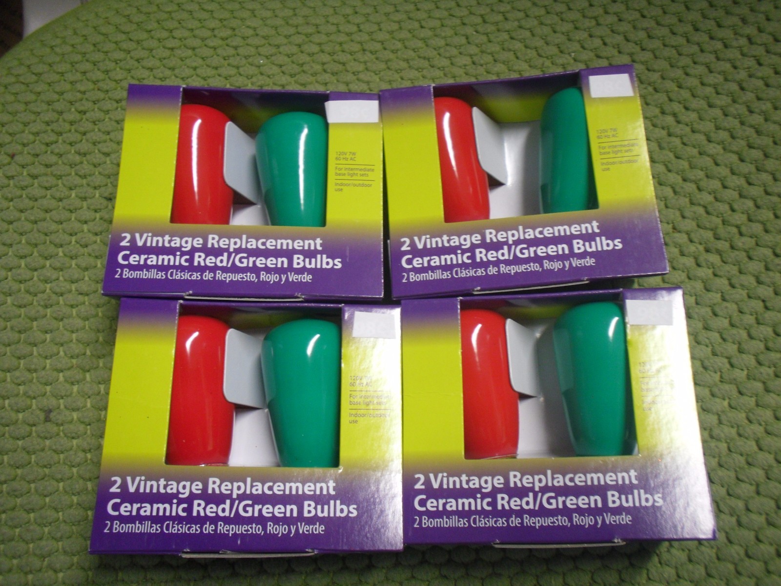 4 X 2 CT Light Keeper Pro 2 Vintage Replacement Ceramic Red Green Bulbs 120v 7W