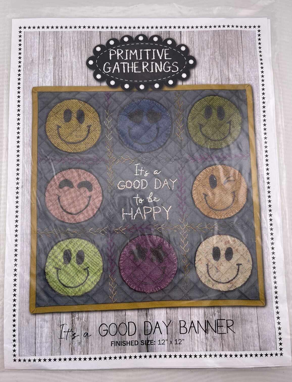 Primitive Gatherings “Good Day Banner” Quilt Pattern Finished Size 12”x12”