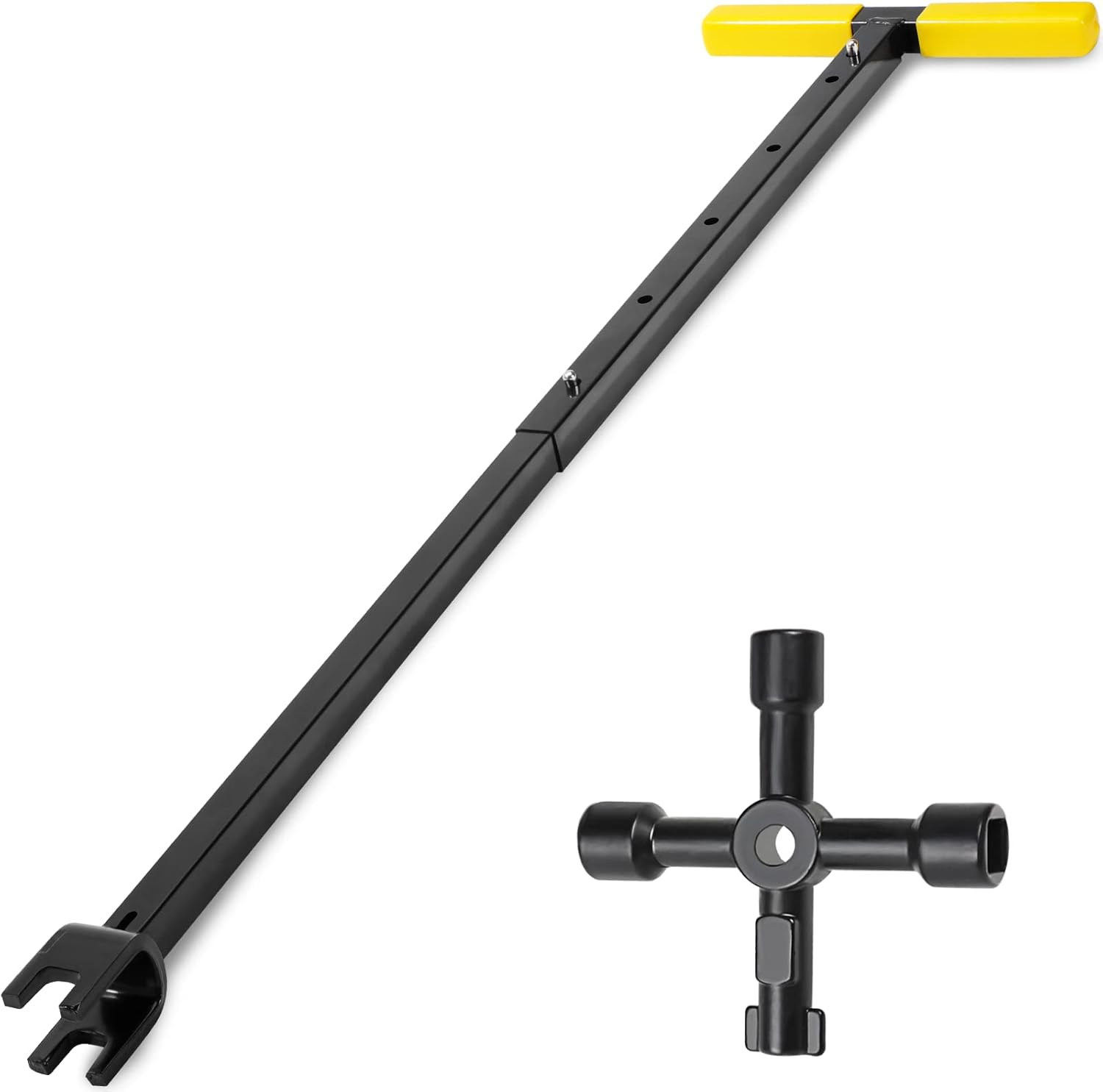 37 Inch Water Meter Key, Adjustable Length, 4-Way Multi-Functional Utility Key,