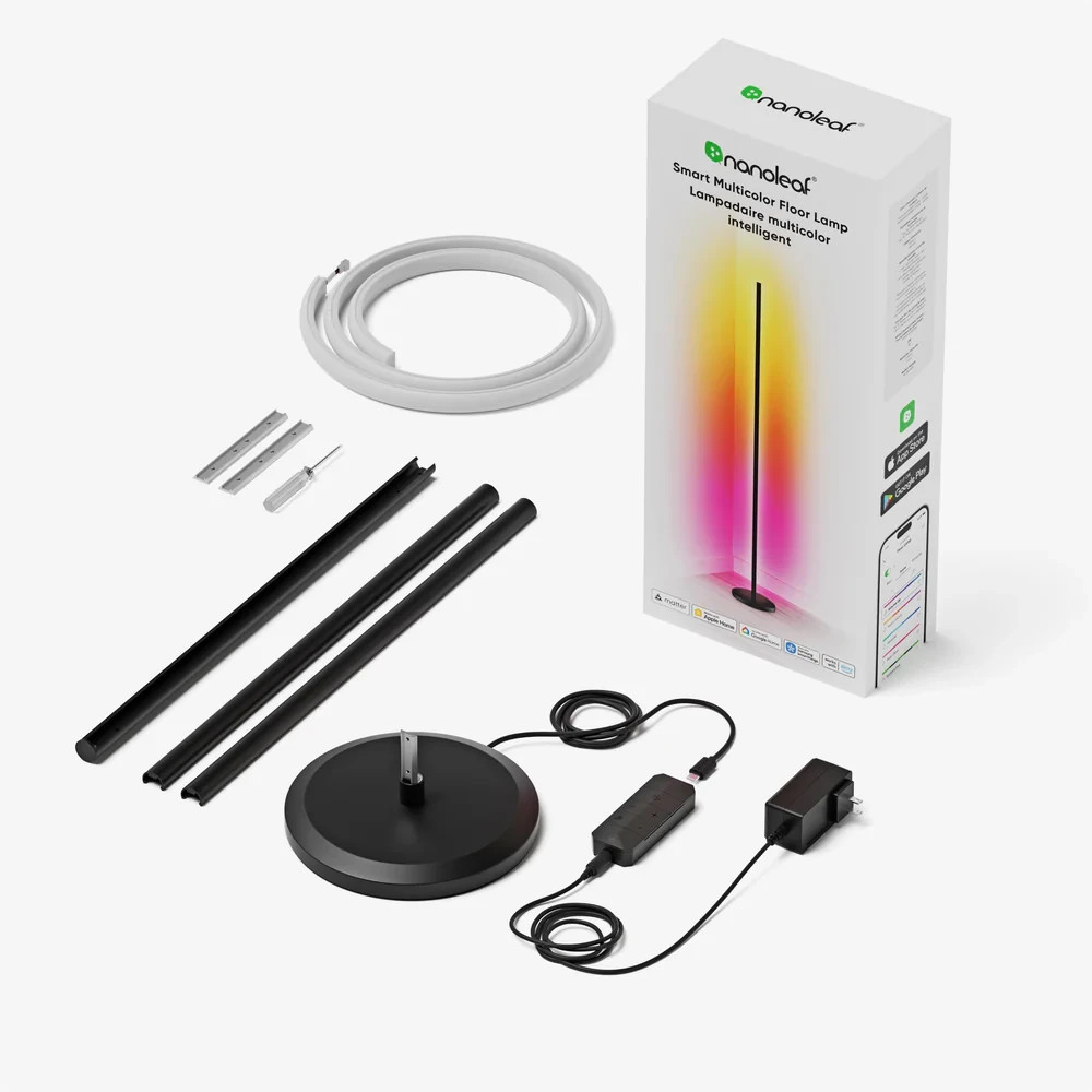 2X Nanoleaf Smart Multicolor Floor Lamp Black