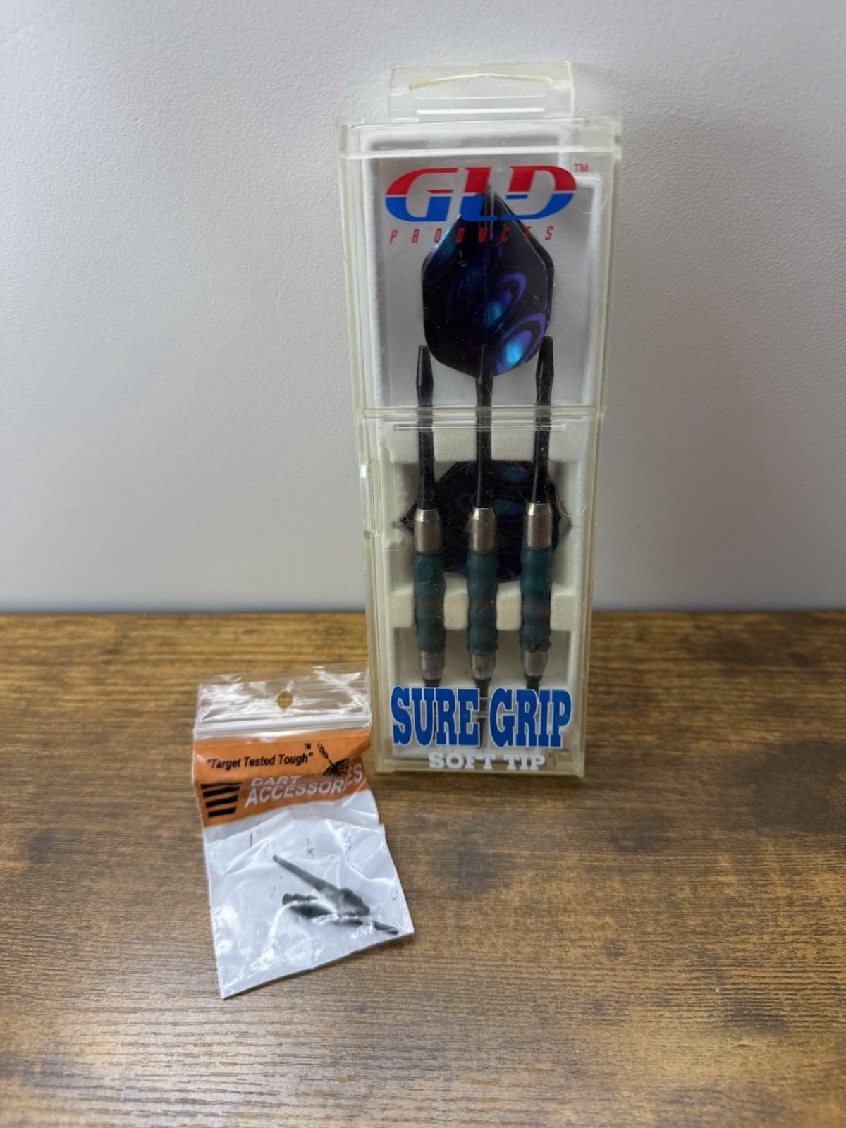 GLD Products Sure Grip Soft Tip Darts Set of 3 Vintage Case Extra Tips