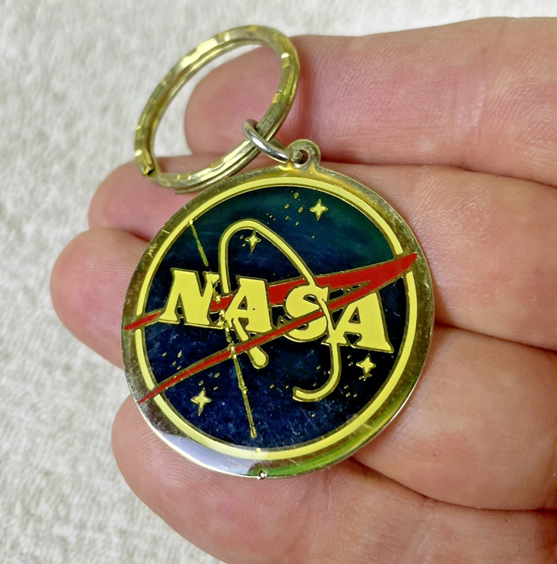 Vintage NASA Keychain Key Ring Space Travel 80's 90's Retro Astronaut RARE Metal