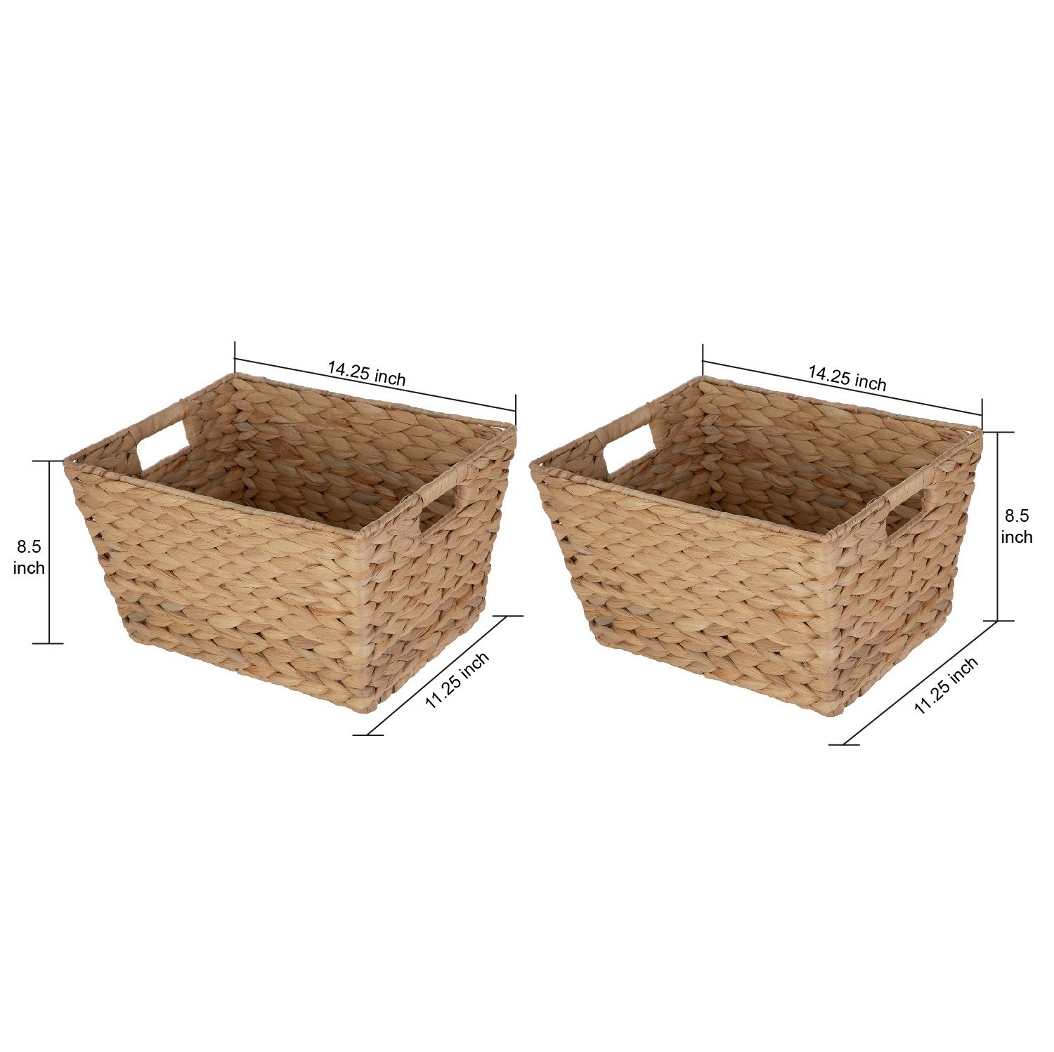 Large Hyacinth Storage Basket with Handles, 2 Pack