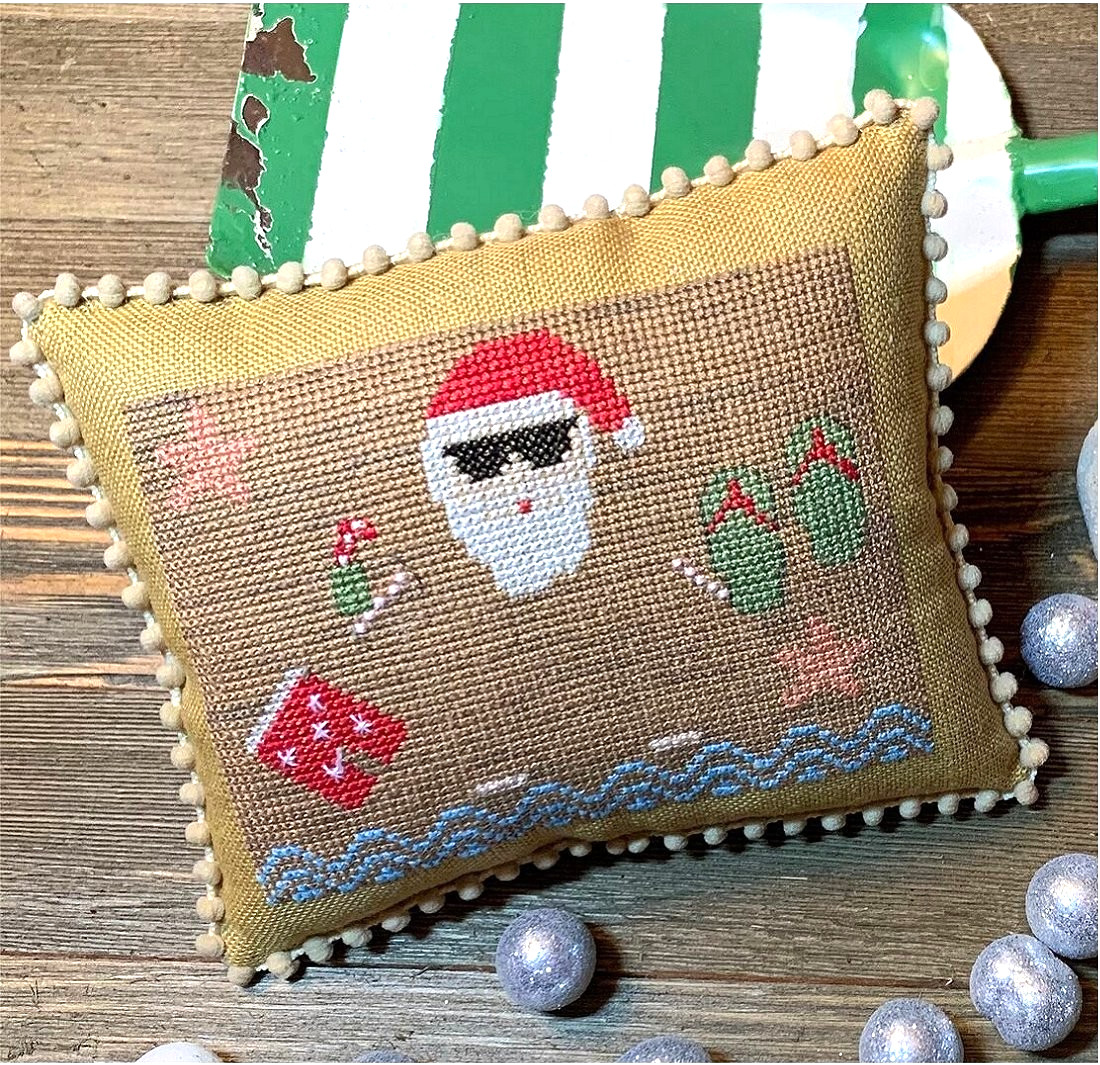 Needle Bling Designs BEACH SANTA Cross Stitch Charts Only ~ summer