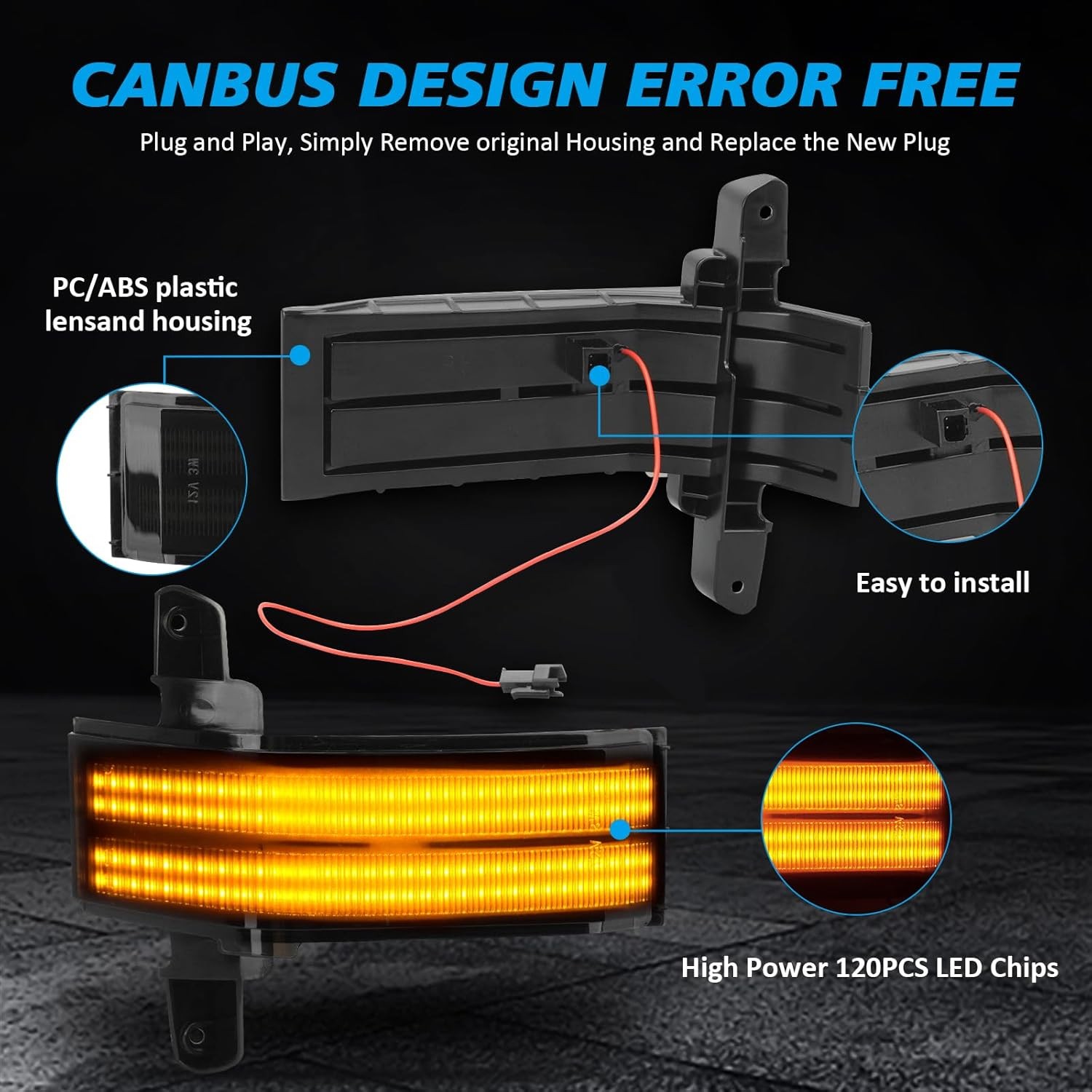 Sequential LED Side Mirror Marker Light For 2014-2019 Chevy Silverado GMC Sierra