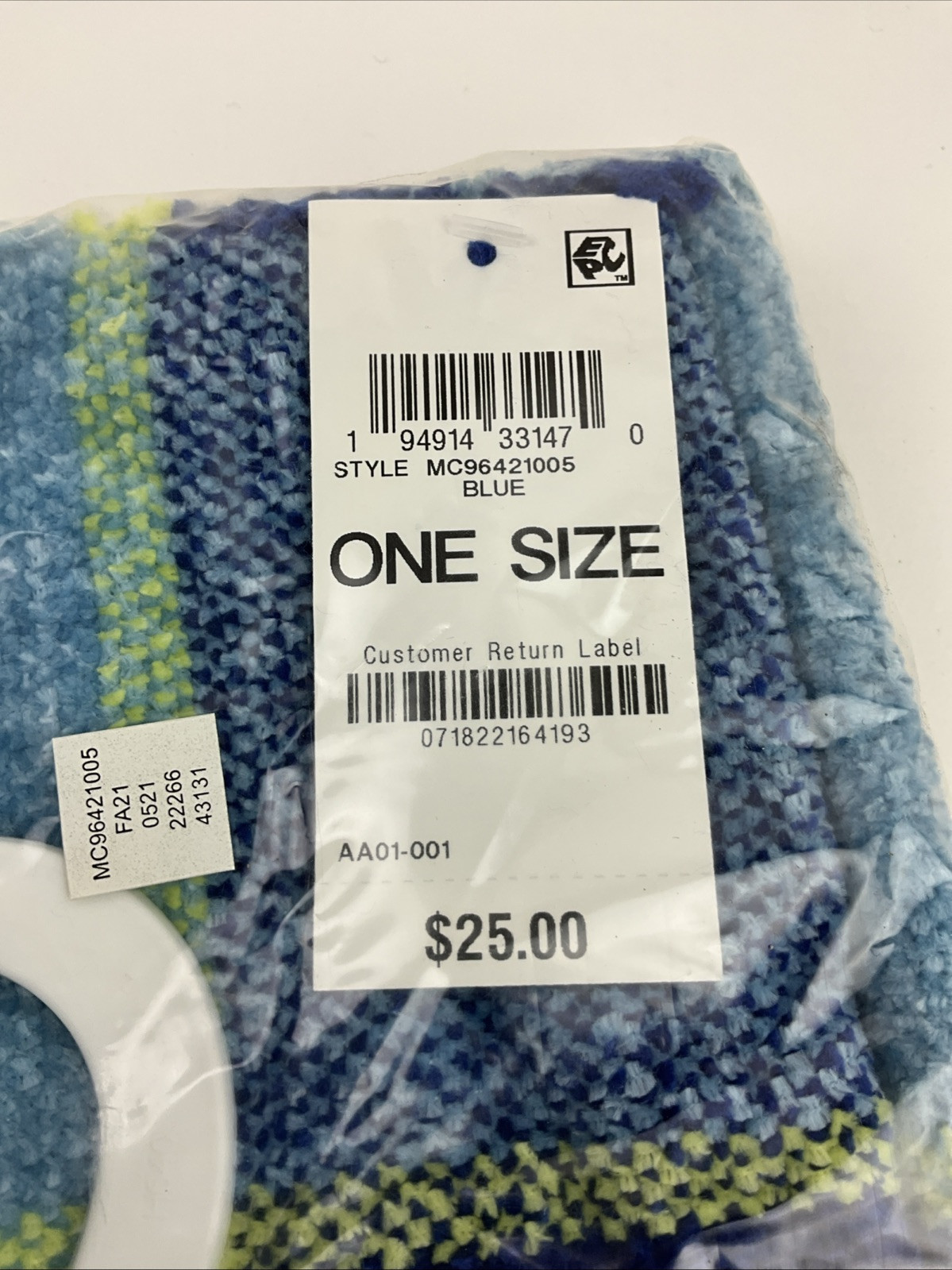 Charter Club Women's Blue Multi Plaid Woven Chenille Loop Scarf, One Size