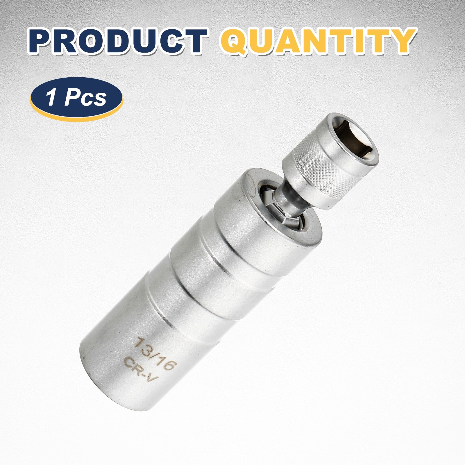 Spark Plug Socket 3/8" Drive 13/16" Swivel Magnetic Thin Wall Silver