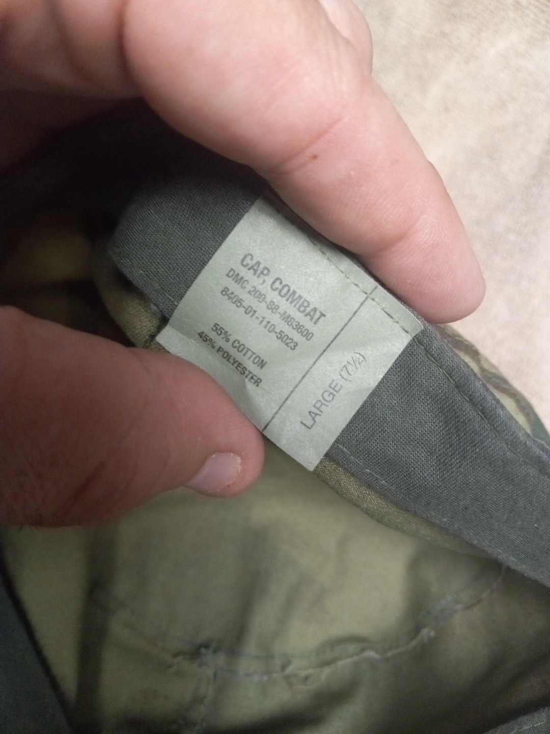 ARMY COMBAT HAT / CAP 🧢 SIZE LARGE 7 1/2