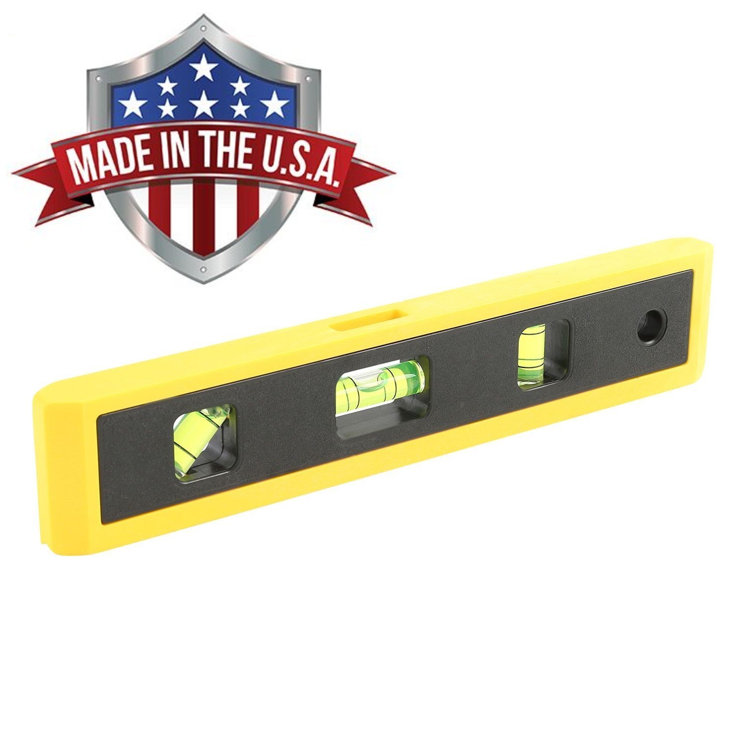 Mayes 9" Torpedo Level 10791 w V-Groove Base, 3 Vials, Made in USA