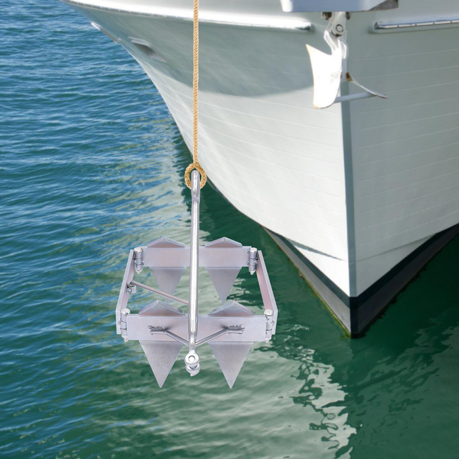 13 lb Foldable Sliding Cube Boat Anchor - Galvanized Steel Collapsible