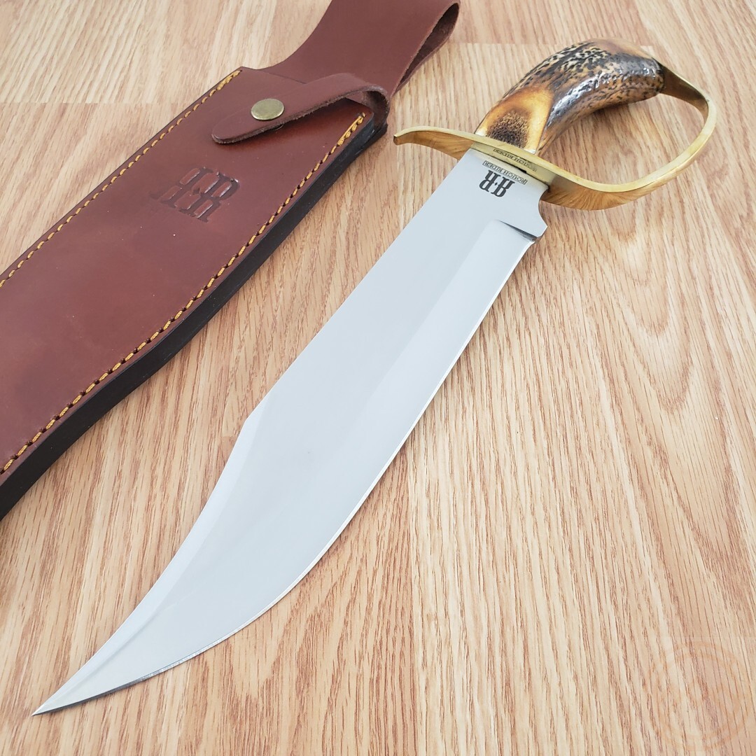 Rough Ryder Fixed Knife 10.5" Satin Finish Stainless Blade Stag Bone Handle
