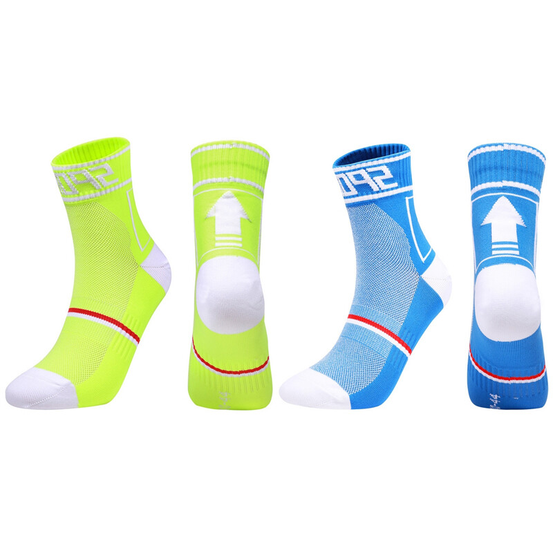 2 Pairs Cycling Socks Road Riding Bicycle Bike Sports Ankle Socks XC Blue Green