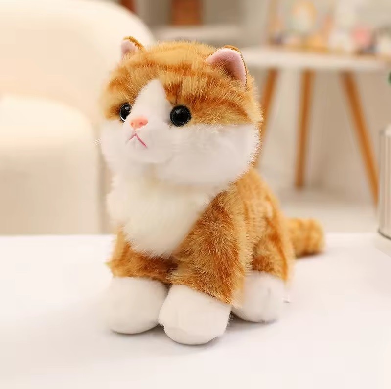 Orange Tabby Cat Plush Toy 8" Stuffed Animal Toddler Doll Gift for Kids