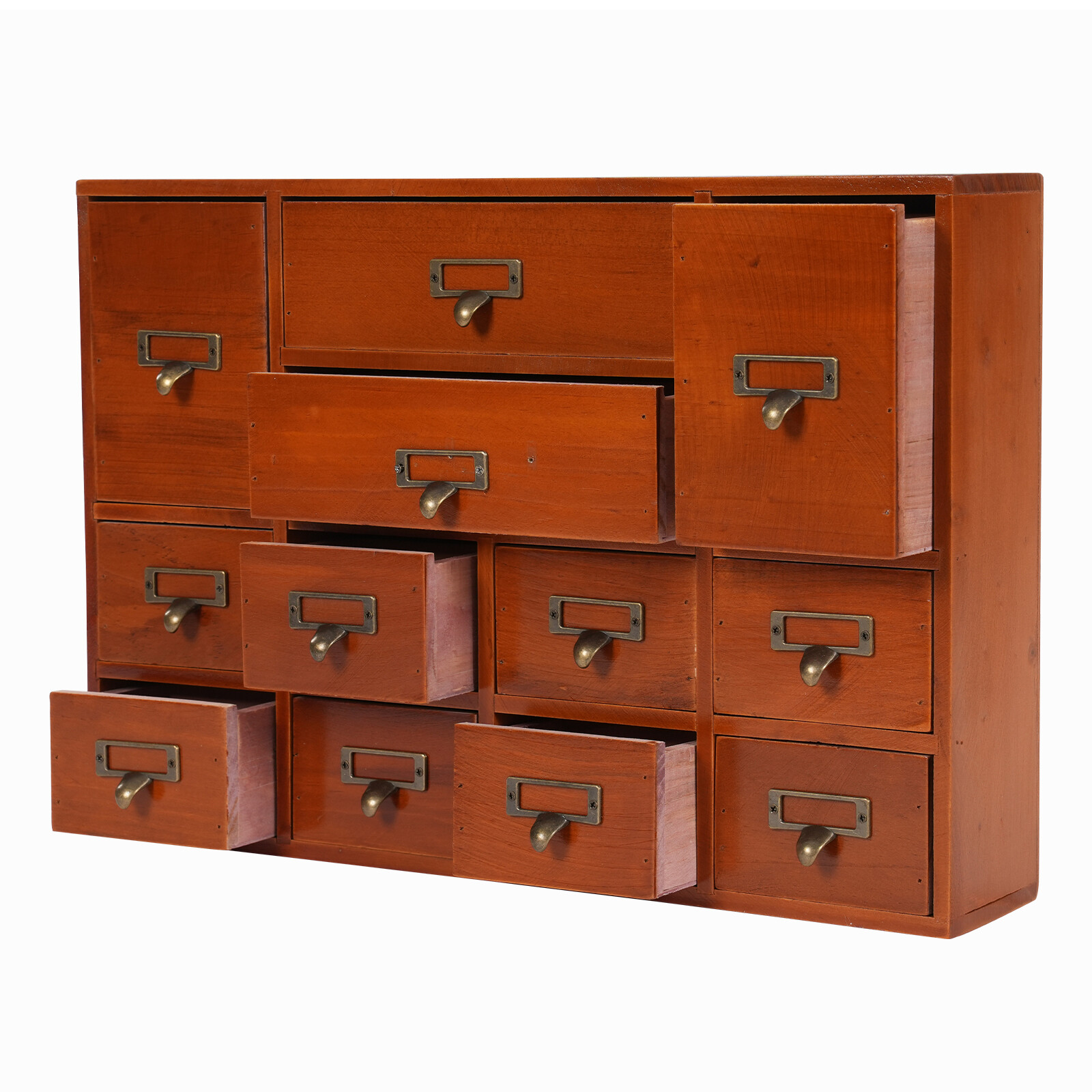 12-Drawer Wooden Desktop Organizer - Stylish Storage for Home & Office