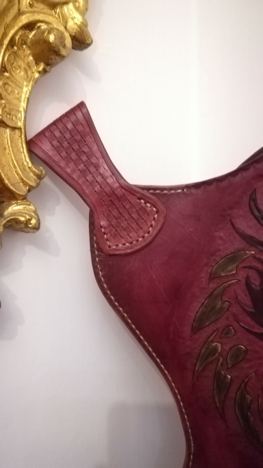 Handmade Dragon Engraved Leather Headlight. Archery.